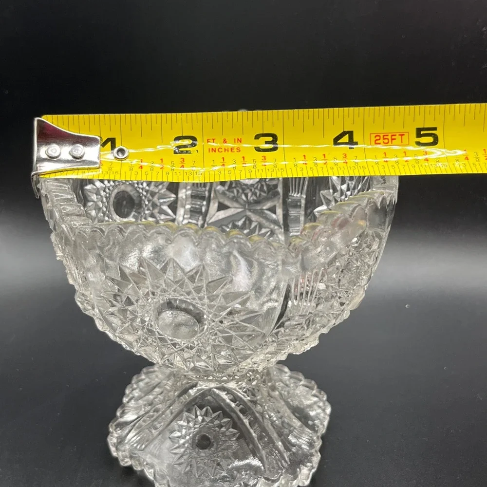 EAPG Clear‎ Pressed Glass Miniature Childs Punch Bowl Starburst Candy Dish 4.5